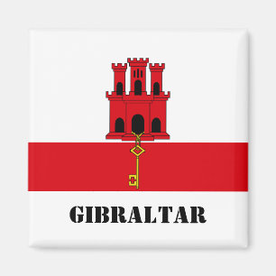 Imã Bandeira de Gibraltar com texto Gibraltar