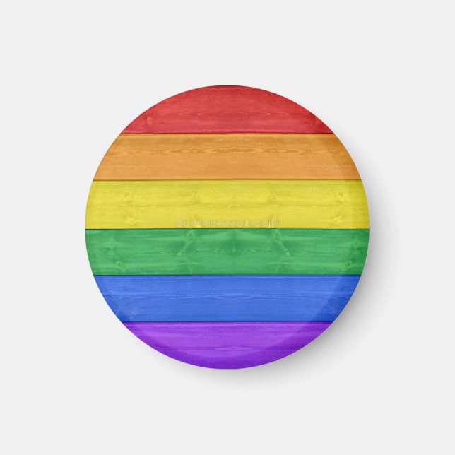 Imã bandeira de madeira orgulho SlipperyJoe's cores ar (Frente)