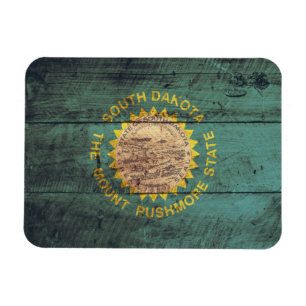 Ímã Bandeira de madeira velha de South Dakota