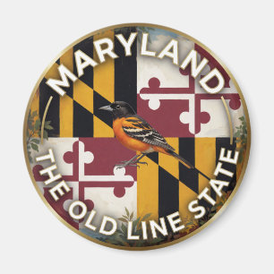 Imã 🦜 Bandeira de Maryland e Patrimônio do Baltimore