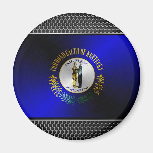 Imã Bandeira de metal escovado do Kentucky (Frente)