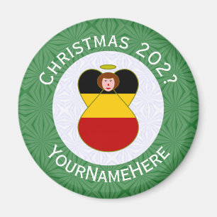 Imã Bandeira de Natal do Anjo Alemão Personalizada