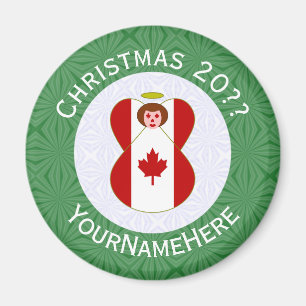 Imã Bandeira de Natal do Anjo Canadense Personalizada
