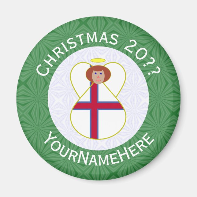 Imã Bandeira de Natal do Anjo das Ilhas Faroé Personal (Frente)