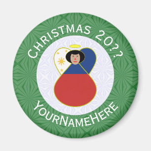 Imã Bandeira de Natal do Anjo Filipino Personalizada 