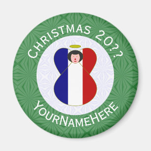 Imã Bandeira de Natal do Anjo Francês Personalizada