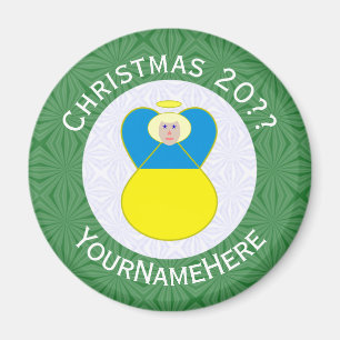 Imã Bandeira de Natal do Anjo Ucraniano com Texto Pers