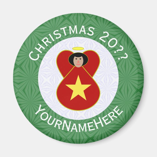 Imã Bandeira de Natal do Anjo Vietnamita Personalizada (Frente)