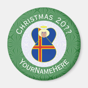 Imã Bandeira de Natal Personalizada do Anjo de Ålander