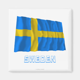Imã Bandeira de ondulação da suecia com nome