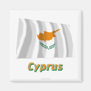 Imã Bandeira de ondulação de Chipre com nome