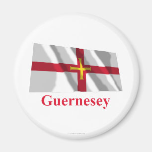 Imã Bandeira de ondulação de Guernsey com nome em