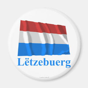 Imã Bandeira de ondulação de Luxembourg com nome em