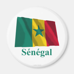 Imã Bandeira de ondulação de Senegal com nome em