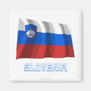 Imã Bandeira de ondulação de Slovenia com nome