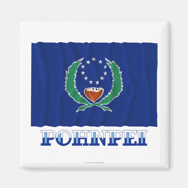 Imã Bandeira de Pohnpei, com nome (Frente)