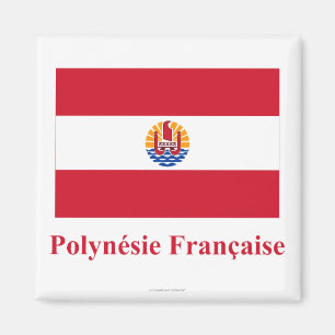 Imã Bandeira de Polinésia francesa com nome em franc