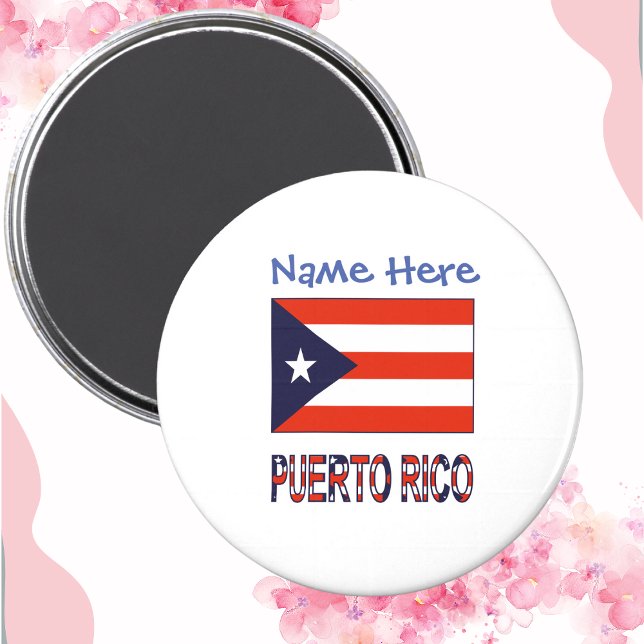Imã Bandeira de Porto Rico Personalização Azul (Criador carregado)