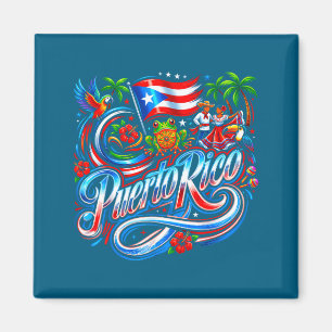 Imã bandeira de porto rico sapo floral boricua hispâni