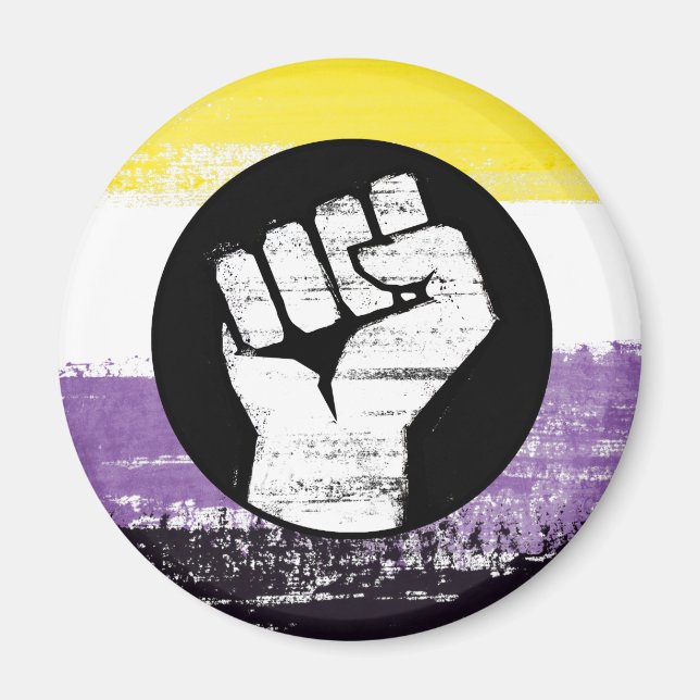 Imã Bandeira de Protesto Pintada Não Binária (Frente)