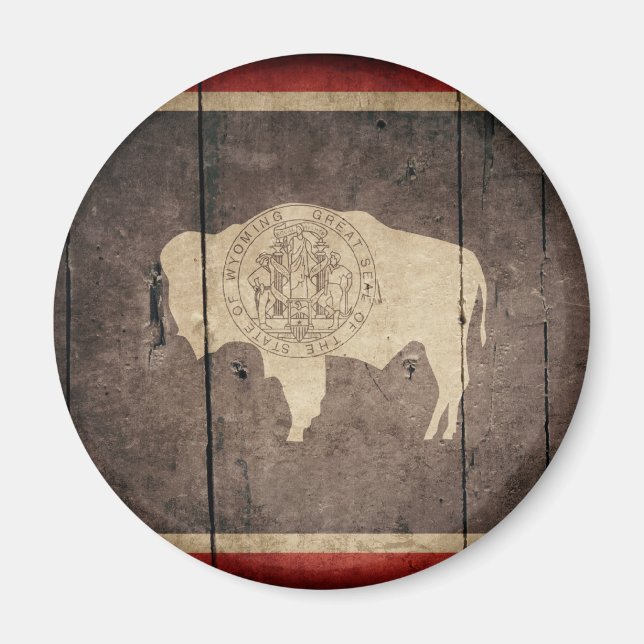 Imã Bandeira de Wood Wyoming resistente (Frente)