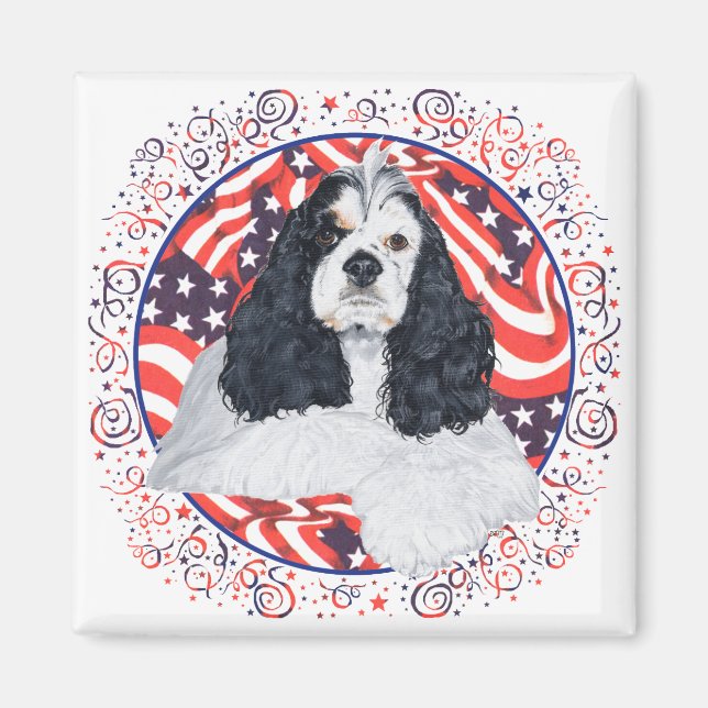 Imã Bandeira do American Cocker Spaniel (Frente)