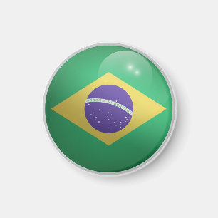 Imã Bandeira do Brasil em Círculo Brilhante
