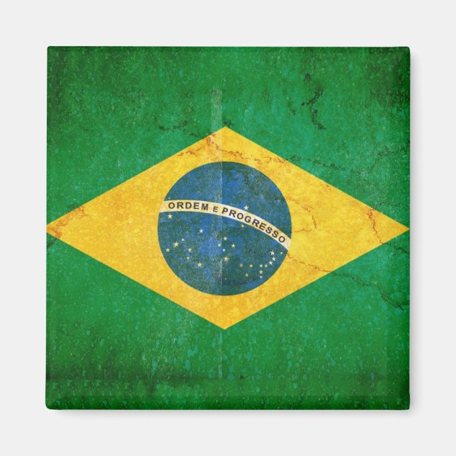 Imã Bandeira do Brasil no Grunge (Frente)