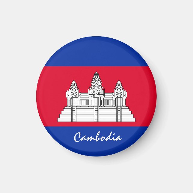 Imã Bandeira do Camboja e Ásia - fãs de viagem/esporte (Frente)