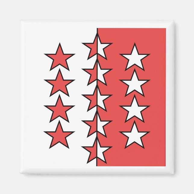Imã Bandeira do Cantão de Valais, Suiça (Frente)