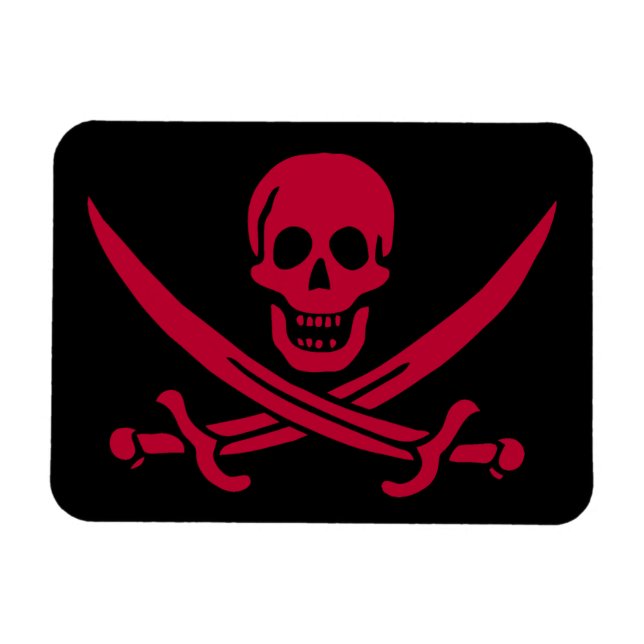 Ímã Bandeira do Crânio e Espadas Pirata do Calico Jack (Horizontal)