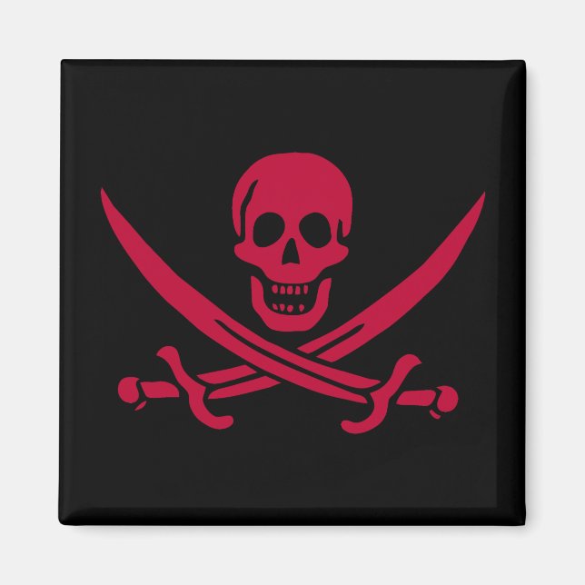 Imã Bandeira do Crânio e Espadas Pirata do Calico Jack (Frente)