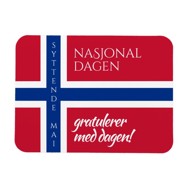 Ímã Bandeira do Dia Nacional Norueguês de Syttende Mai (Horizontal)
