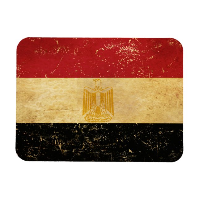 Ímã Bandeira do Egito Design Grunge Vintage (Horizontal)