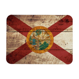 Ímã Bandeira do Estado da Flórida em Old Wood Grain