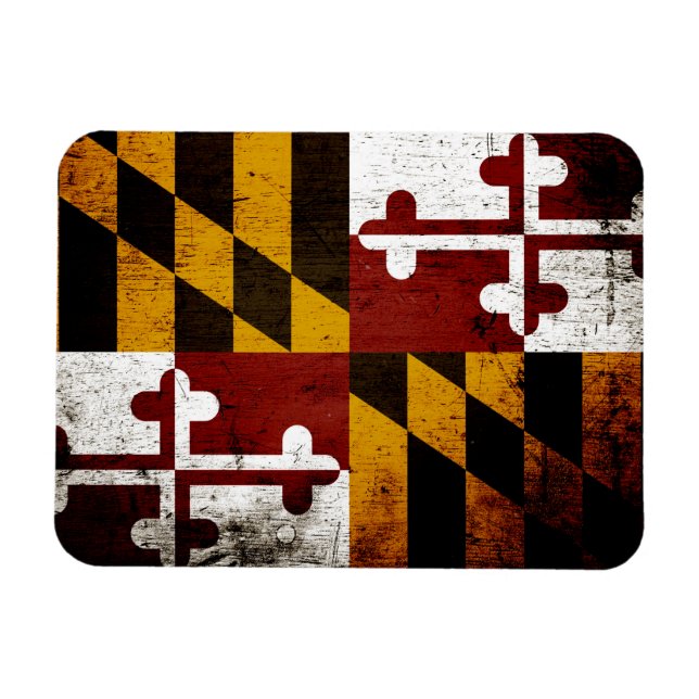 Ímã Bandeira do Estado de Maryland, Grunge Negro (Horizontal)