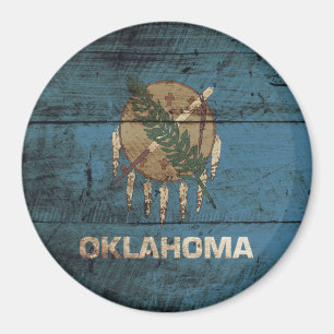 Imã Bandeira do Estado de Oklahoma em Old Wood Grain
