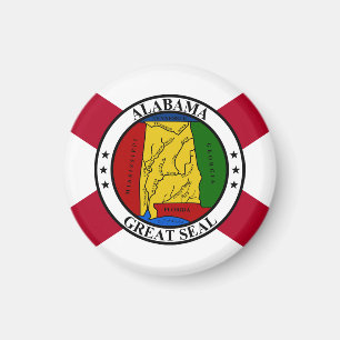 Imã Bandeira do Estado do Alabama/selo do Estado sobre