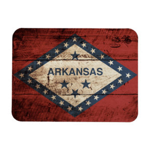 Ímã Bandeira do Estado do Arkansas em Old Wood Grain