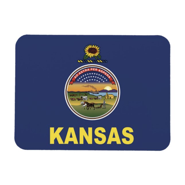 Ímã Bandeira do Estado do Kansas, EUA (Horizontal)