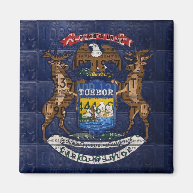 Imã Bandeira do Estado do Michigan em Placas de Licenç (Frente)