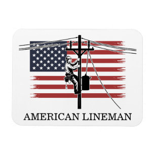 Ímã Bandeira do Lineman Americano – Trabalho de Eletri