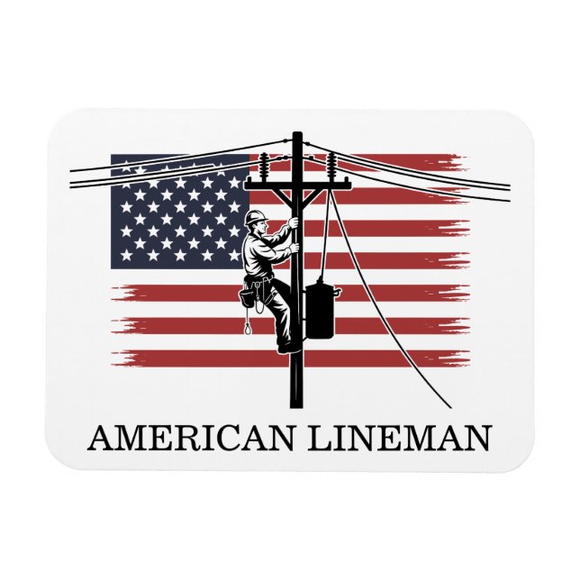 Ímã Bandeira do Lineman Americano – Trabalho de Eletri (Horizontal)
