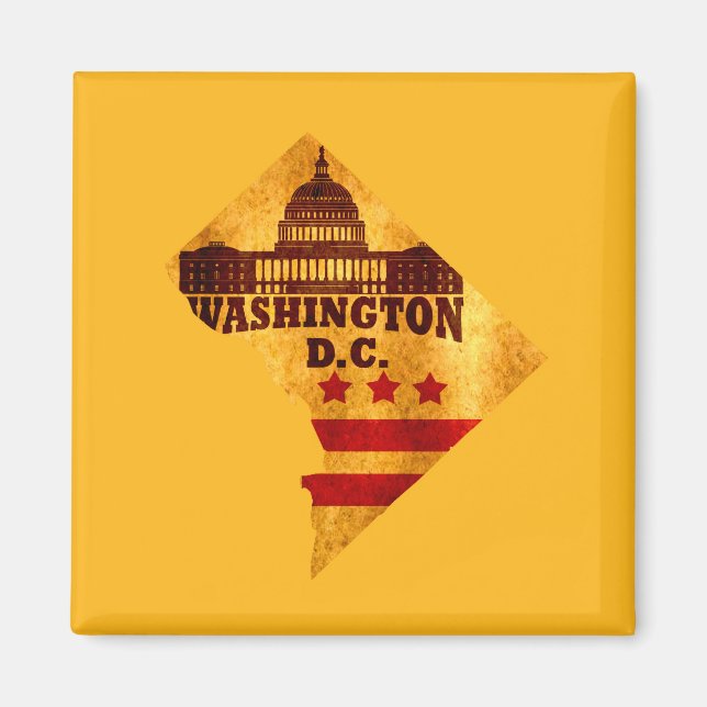 Imã Bandeira do Mapa Antigo Washington DC (Frente)
