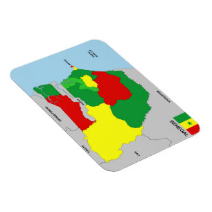 Ímã bandeira do mapa do país de senegal