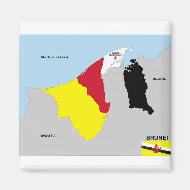 Imã bandeira do mapa do país do brunei (Frente)