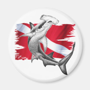 Imã Bandeira do mergulho com tubarão-mergulhador do