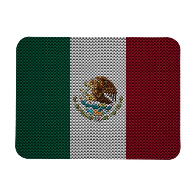 Ímã Bandeira do México com efeito de fibra de carbono (Horizontal)