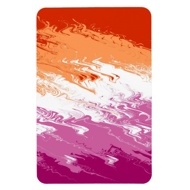 Ímã Bandeira do Orgulho Lésbico Abstrato Trippy Squigg (Vertical)