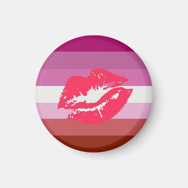Imã Bandeira do Orgulho Lésbico de Batom (Frente)